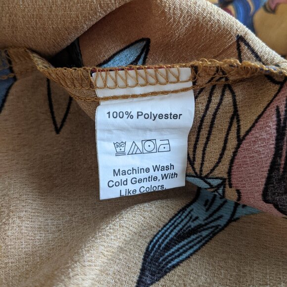 Mustard Yellow Floral Dress with Sleeves - Picture 7 of 7